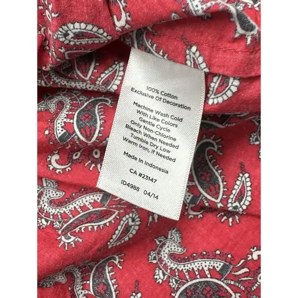 Talbots Womens SZ 12 Paisley Print Long Sleeve‎ Button Down Blouse 100% Cotton - Picture 7 of 9